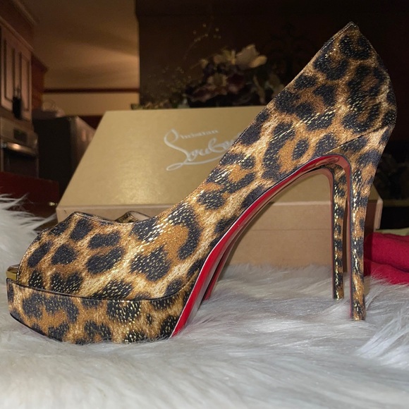 Christian Louboutin Leopard “Fetish Peep 130” Heels - Picture 3 of 13